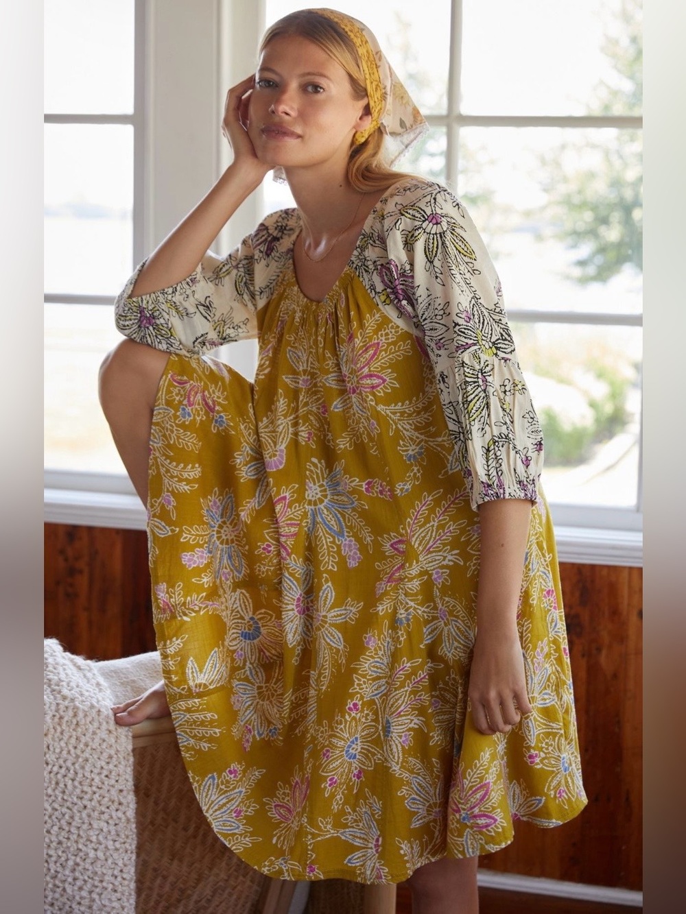 Anthropologie Daily Practice Boho Floral Print Mollie Tunic Dress xs/small